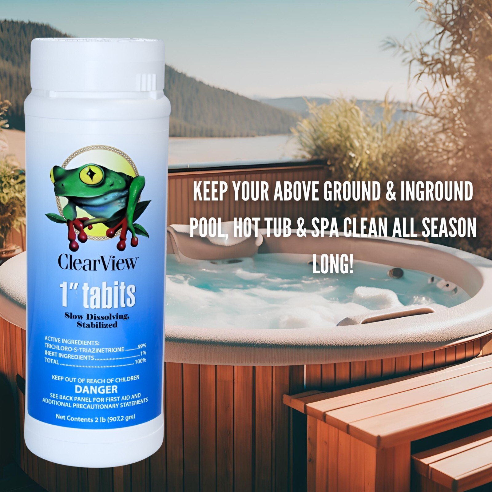 1" Inch Chlorine Tablets for Pools, Hot Tubs, & Spas w/ Floater - 2 Lbs (2 Pack) gallery