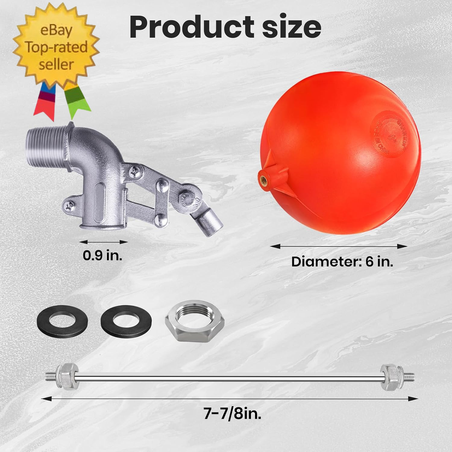 3/4 Inch Stainless Steel Float Valve for Water Tank, Heavy-Duty Design with Adju gallery
