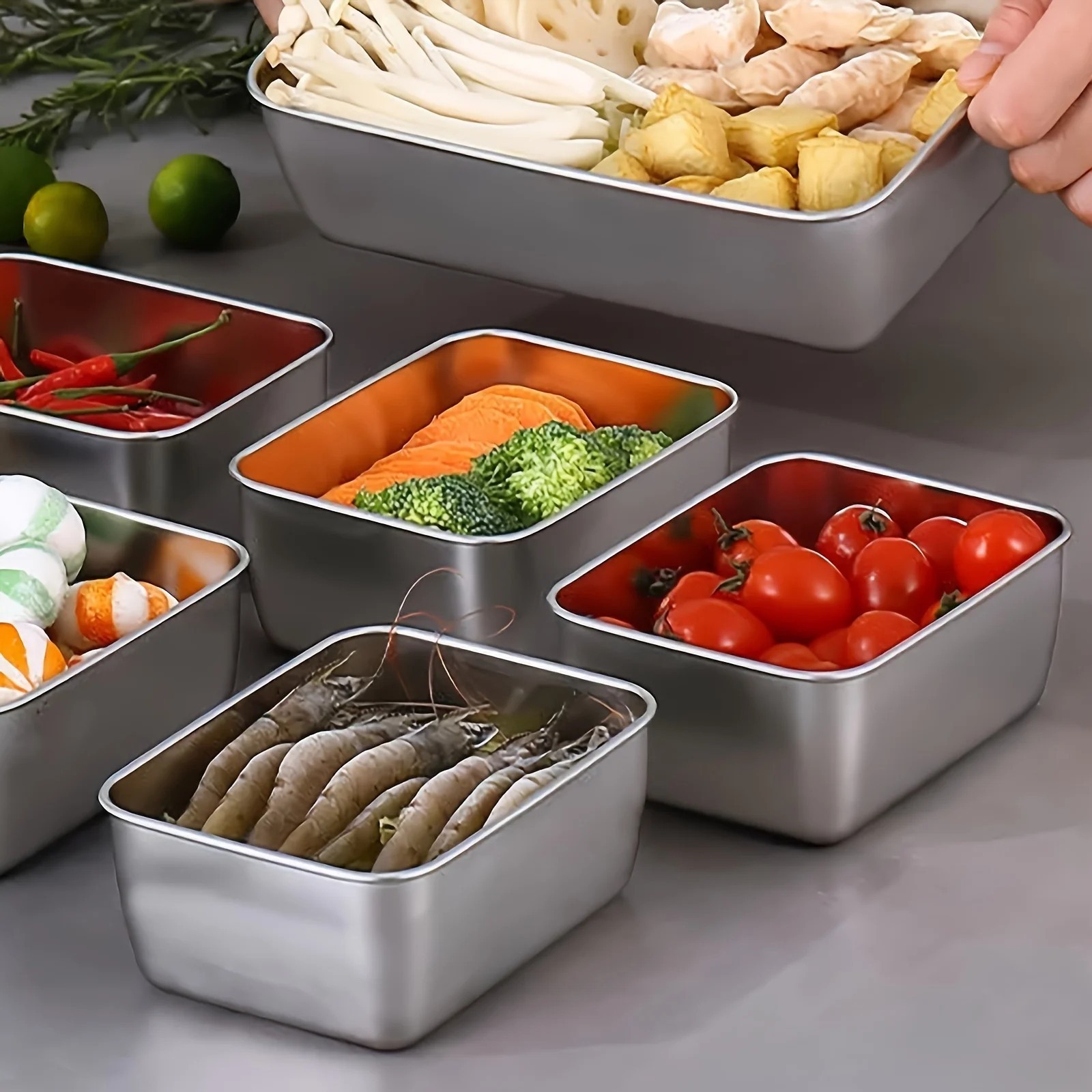 6pc Stainless Steel Food Storage Containers with Lids Leakproof Stackable Reusab gallery