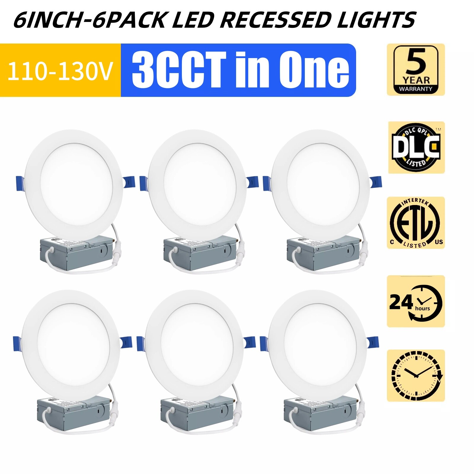 6'' Ultra-thin Canless LED Recessed Downlight - 12 Watts CRI90 -ETL cETL Listed gallery