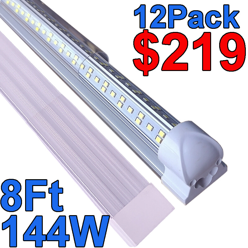 8Ft LED Shop Light 144W 4 Row 96 Inch Cooler Door Freezer LED Tube Fixture 12 PC gallery