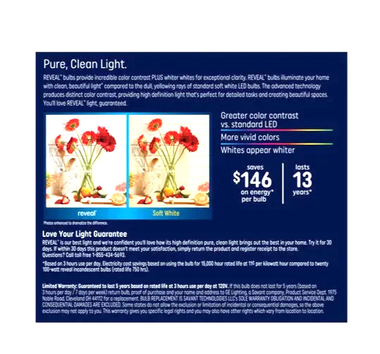 GE Reveal HD+ LED 100 Watt Replacement, Reveal, A19General Purpose Bulbs 2 Pack gallery