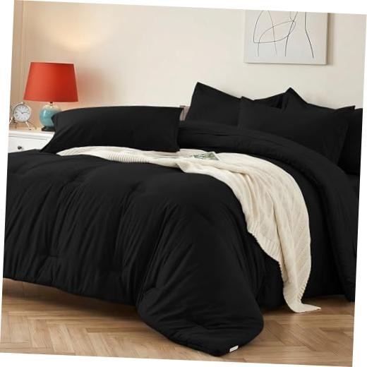 Comforter Set 7 Pieces - Ultra-Soft Bed in a Bag Size, Cozy Luxury Full Black gallery