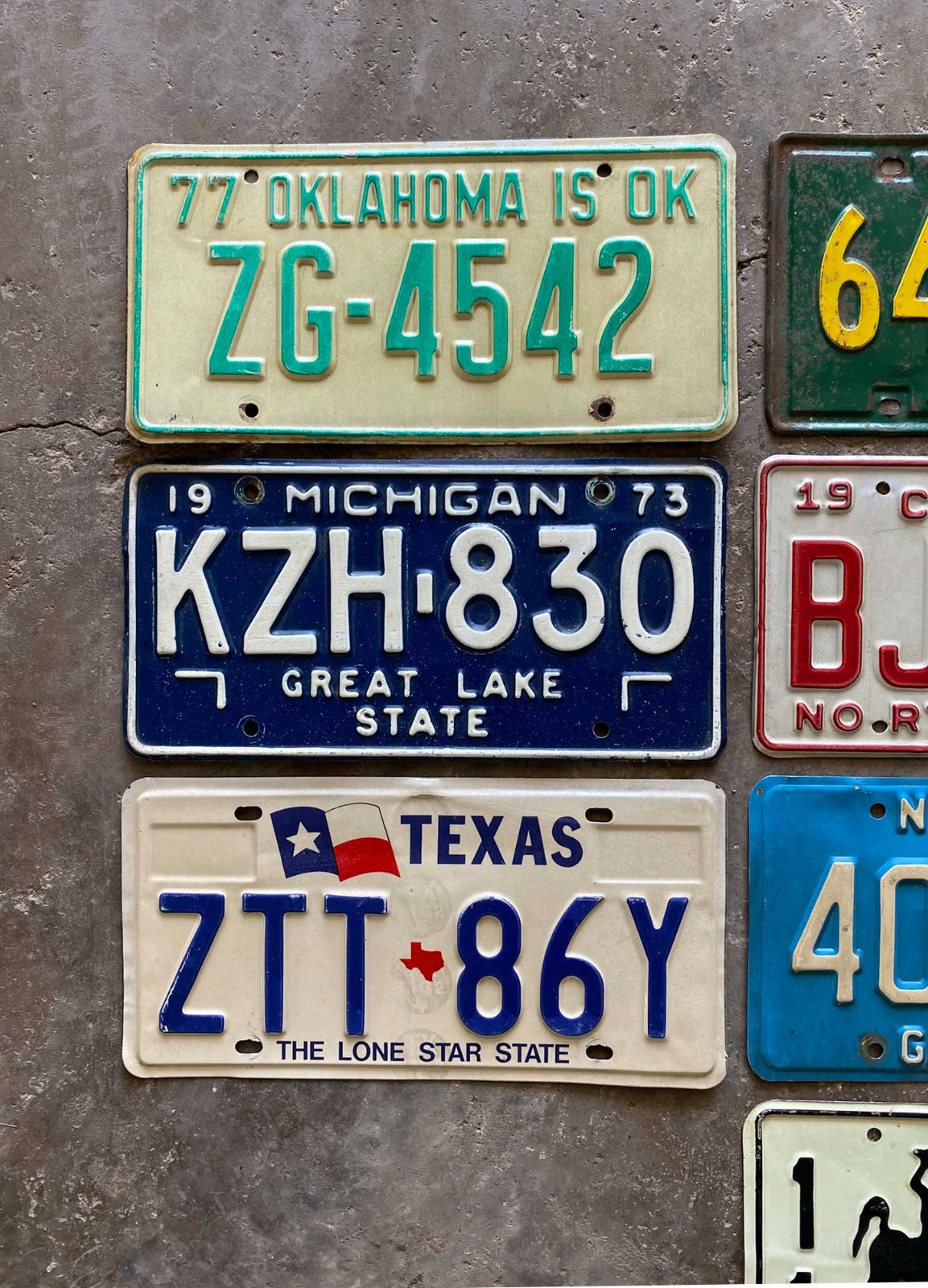 Vintage Craft Mixed State Decorator Flea Market License Plate Lot 1963 to 1994 gallery