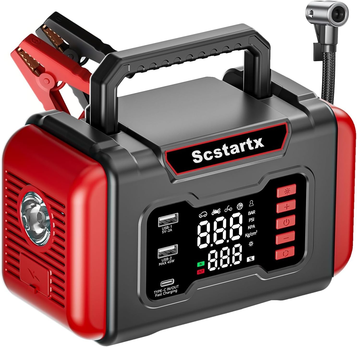 Portable Car Jump Starter Air Compressor, 4000A Peck 150 PSI Black and Red gallery