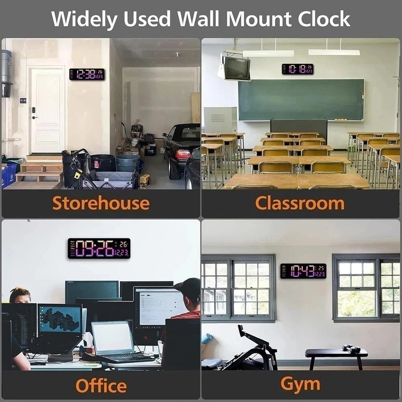 16inch Large Digital Wall Clock Large Display LED Wall Clock Timer with Plug gallery