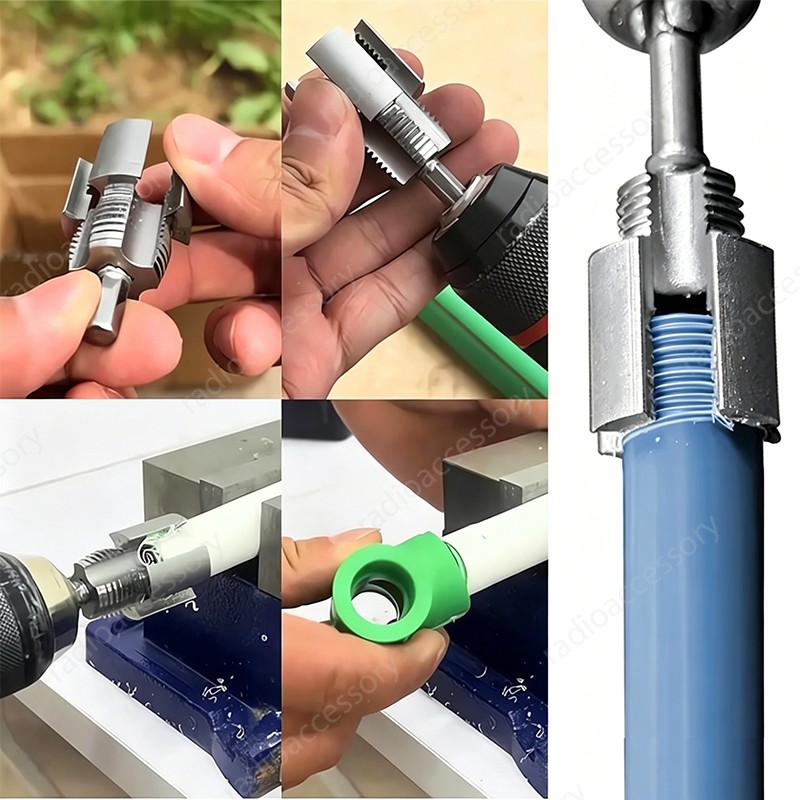 Integrated Internal & External Thread Cutting Tool Threader For 1/2" 3/4" Pipe gallery