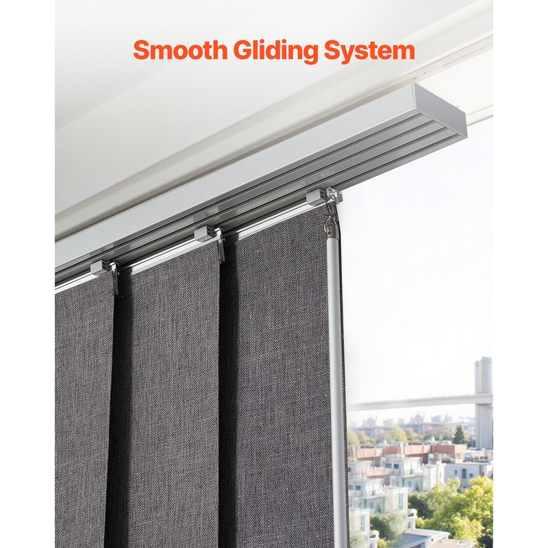 Panel Track Blinds Extendable Track from 45.8 in to 86 in W Trimmable Dark Gray gallery