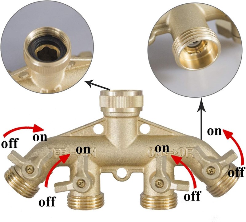Brass Garden Hose Splitter , Solid Brass Hose Connector 3/4", Adapter Valve gallery