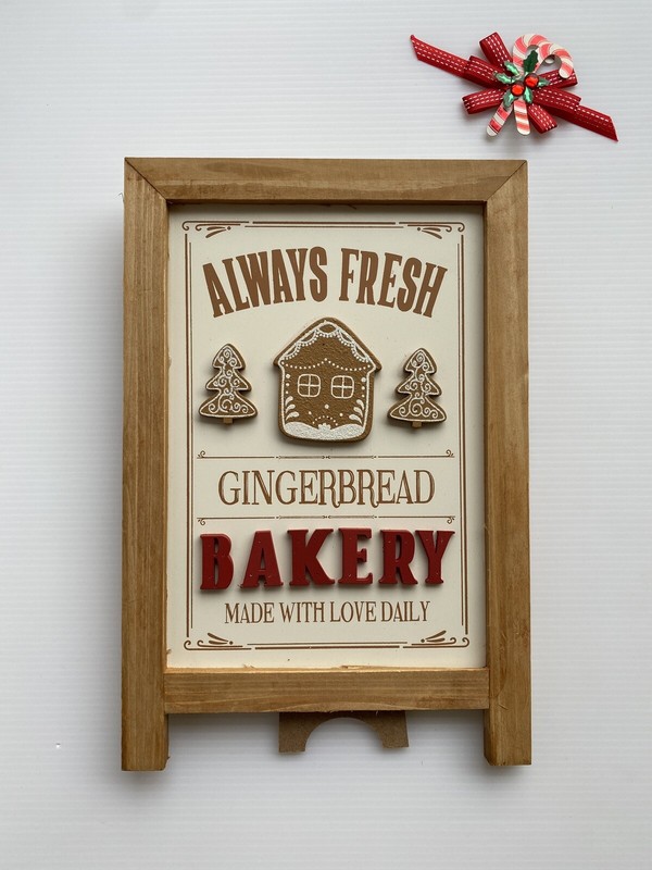 "Always Fresh Gingergread Bakery" Christmas Sign Table Top by Ashland NEW gallery