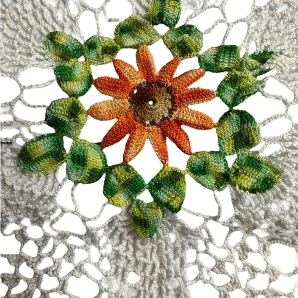 Crocheted Sunflower Approximately 32" Round Sunflower Table Cloth Handmade gallery