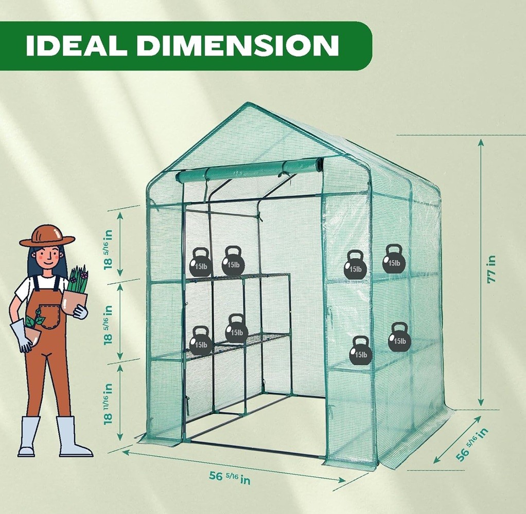 Mini WalkIn Greenhouse with Durable Cover and Sturdy Frame 77in x 56in x 56in gallery