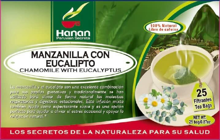 Hanan Peruvian Secrets Chamomile and Eucalyptus Herbal Tea | 100% Natural | gallery
