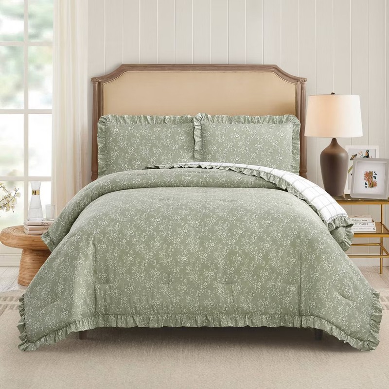 Modern Heirloom 2pc Floral Ruffle Comforter Bedding Set Assorted gallery