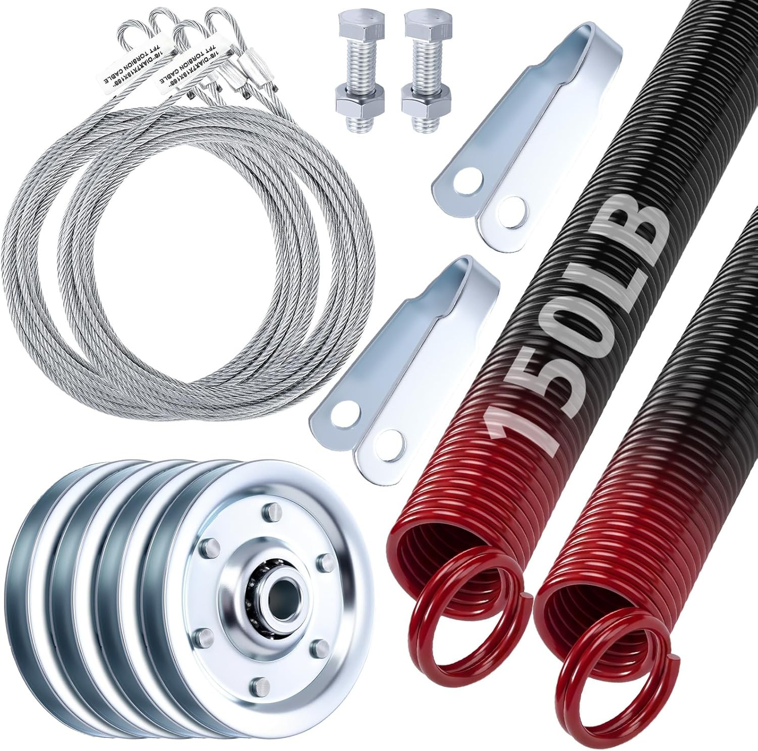 Heavy-Duty Double-Looped Garage Door Extension Springs Bundle 150 Lb (Red) Sprin gallery