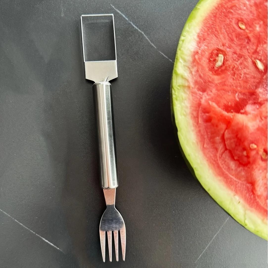 Watermelon Fork Cutter 2-in-1 Stainless Steel Fruit Cutter Dual Head Slicer gallery