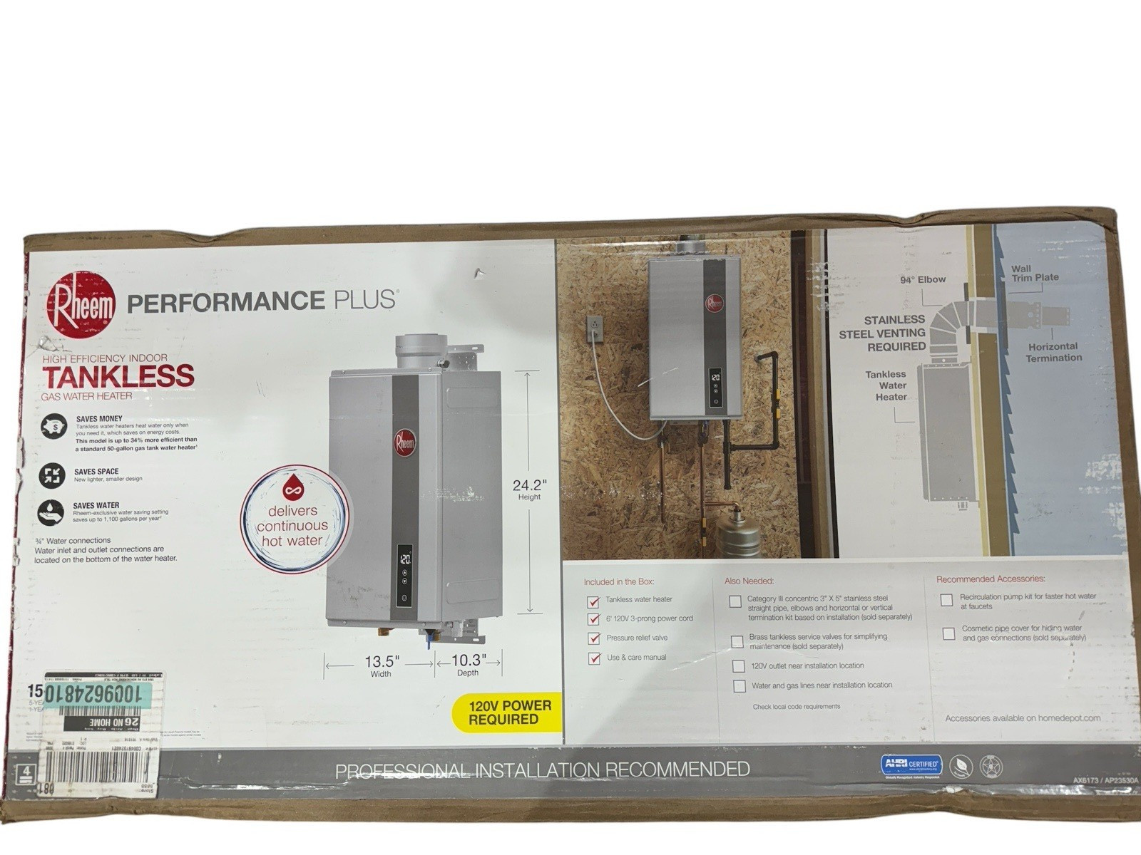 Rheem Performance Plus Indoor Natural Gas Tankless Water Heater ECO160DVLN-3 (OB gallery