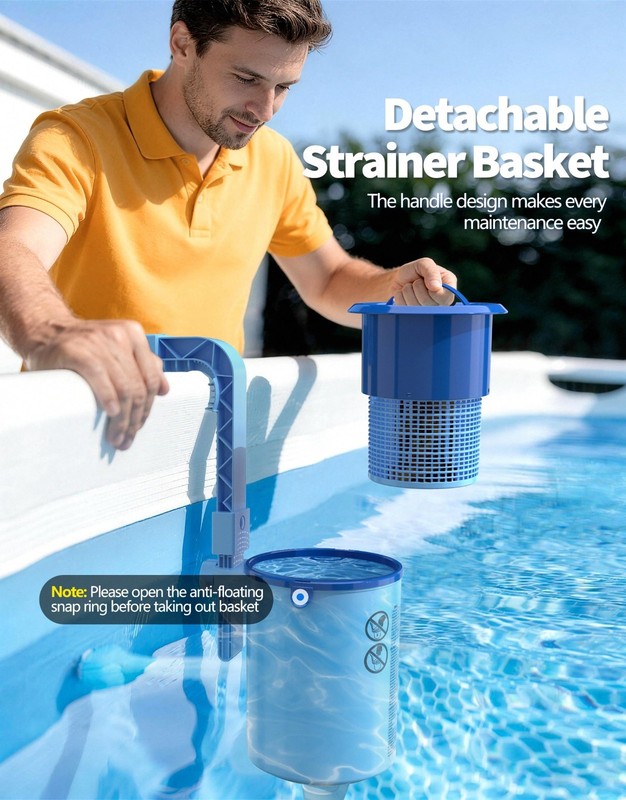 Above Ground Pool Surface Skimmer with 3 Filter Socks, Wall Mount & Floating Des gallery