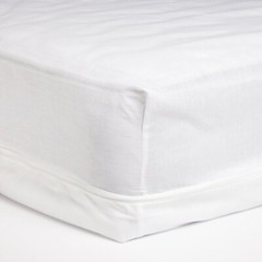 Zippered Mattress Protector Cover Poly-Cotton, White