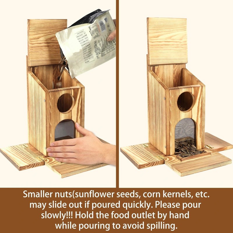 Squirrel Feeder With Standing Panel Wooden Nut Bar For Outside Chipmunk Box gallery
