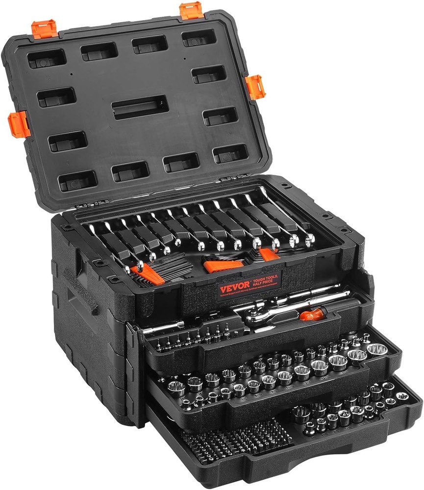 VEVOR Mechanics Tool Set and Socket Set 1/4in 3/8in 1/2 in Drive Sockets 450Pcs