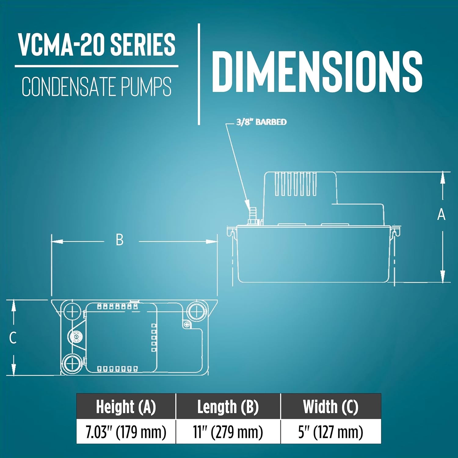 VCMA-20ULS 115 Volt, 80 GPH, 1/30 HP Automatic Condensate Removal Pump for HVAC gallery