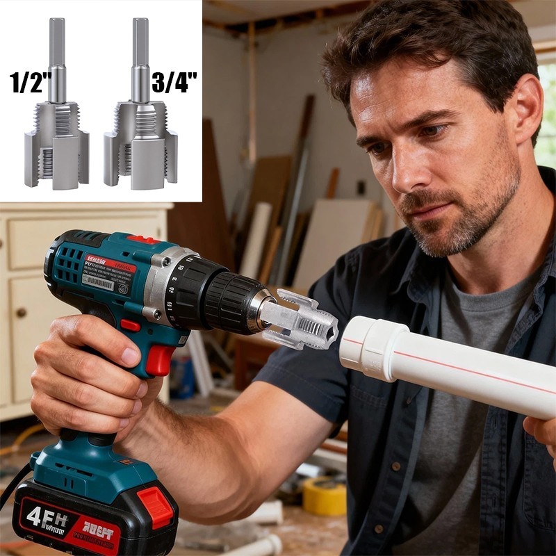 Integrated Internal & External Thread Cutting Tool Threader For 1/2" 3/4" Pipe gallery