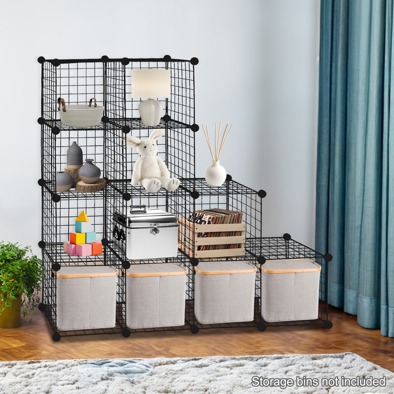 Wire Cube Storage Organizer Shelving 12-Cube Wire Shelves Rack Modular Bookshelf gallery