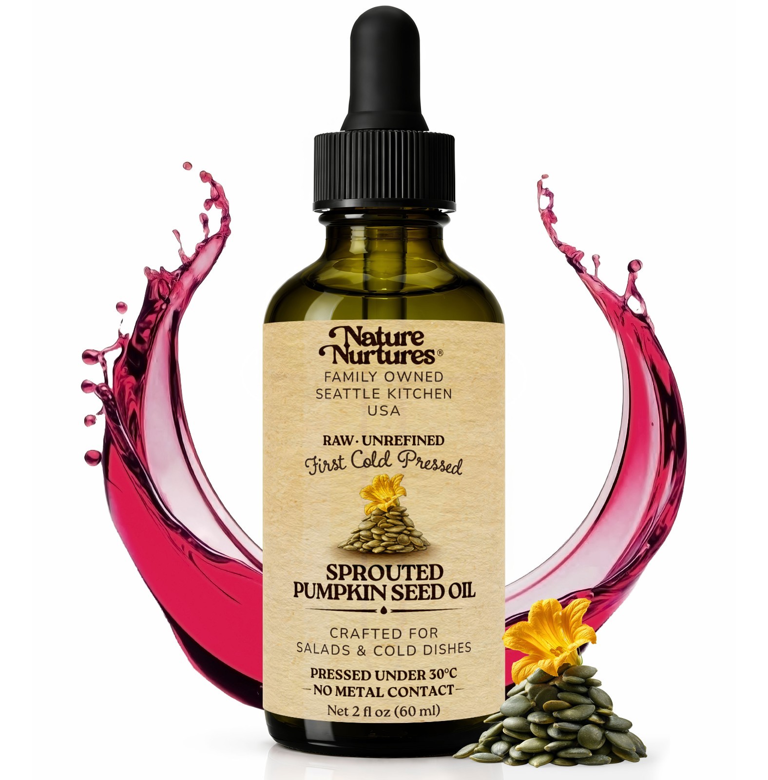 Sprouted Pumpkin Oil Raw Unrefined First Cold-Pressed Below 30C Made in USA gallery