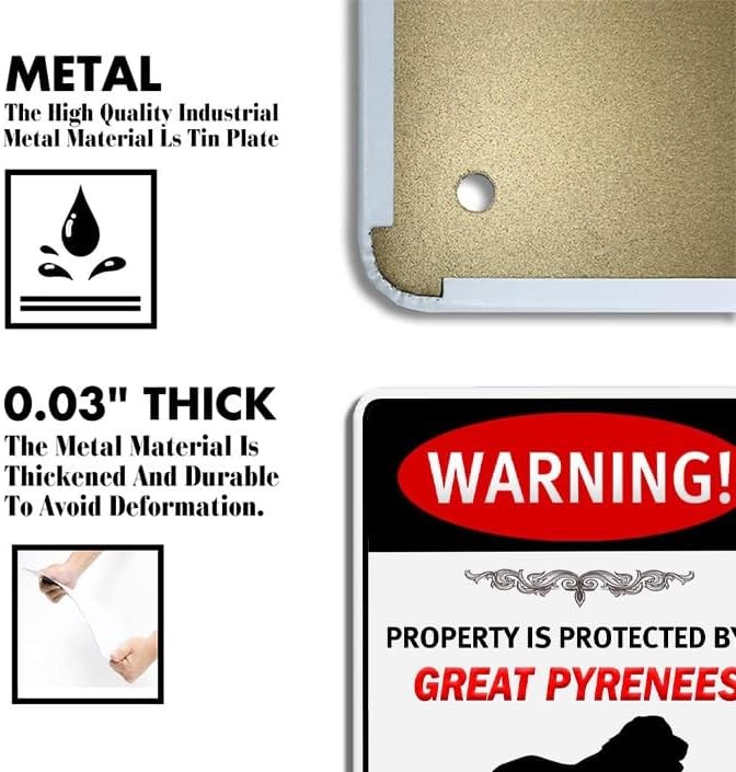 Tin Metal Signs Warning Property Is Protected By Great Pyrenees 8x12 gallery