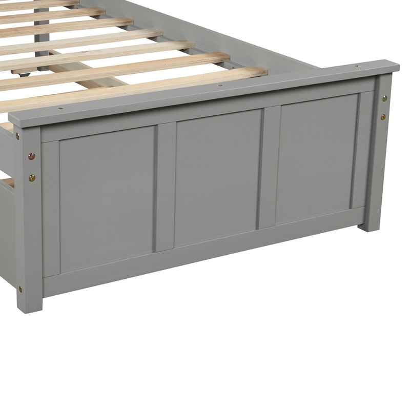 Platform Bed with Twin Size Trundle, Twin Size Frame, Gray gallery