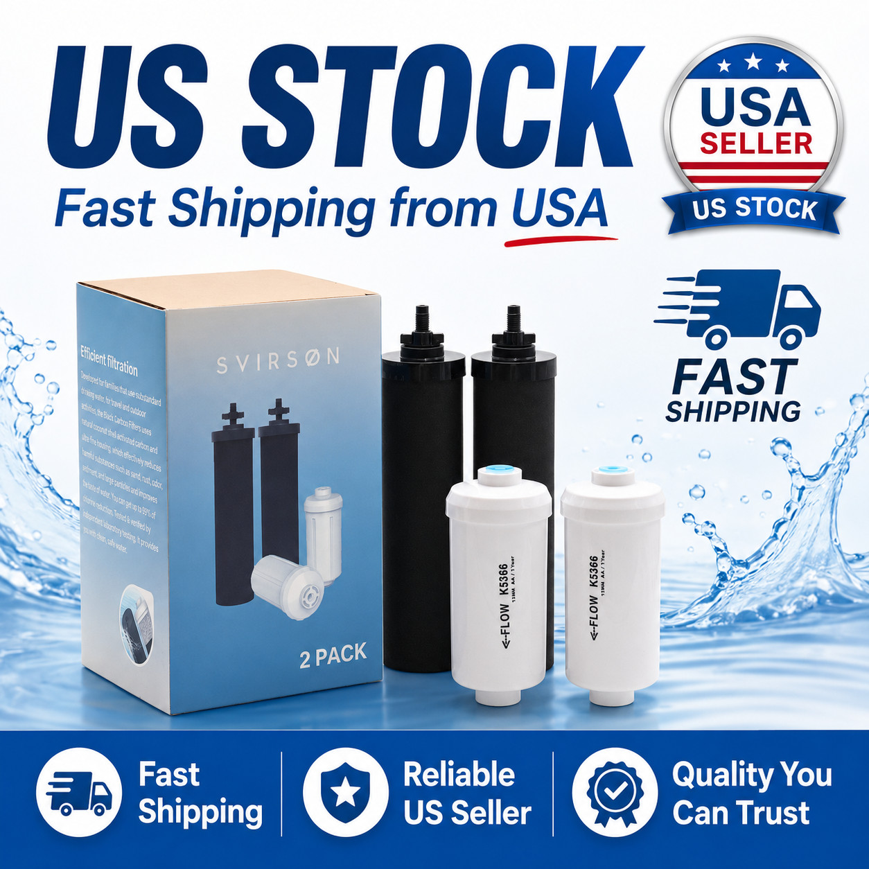 Combo Pack BB9-2 Black Filters + K5366 Fluoride Filters for Berkey System gallery