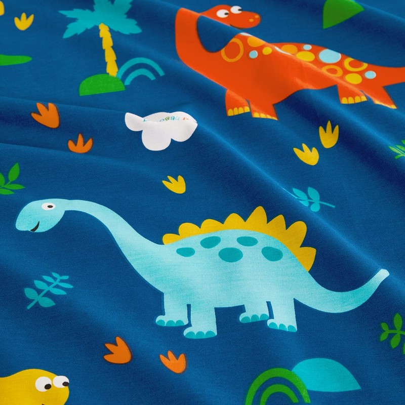 Wake In Cloud - Dinosaur Bed Sheets for Boys, 100% Cotton, 4-Piece Sheet Set Kid gallery