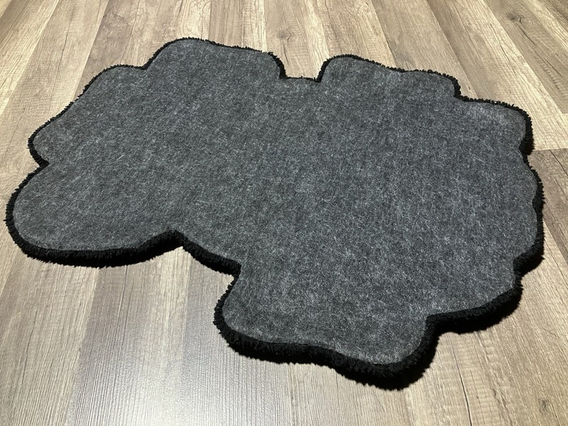 Dead Inside Smiley Face Rug, Hand-Tufted, 19 x 25 in Black/White/Yellow gallery
