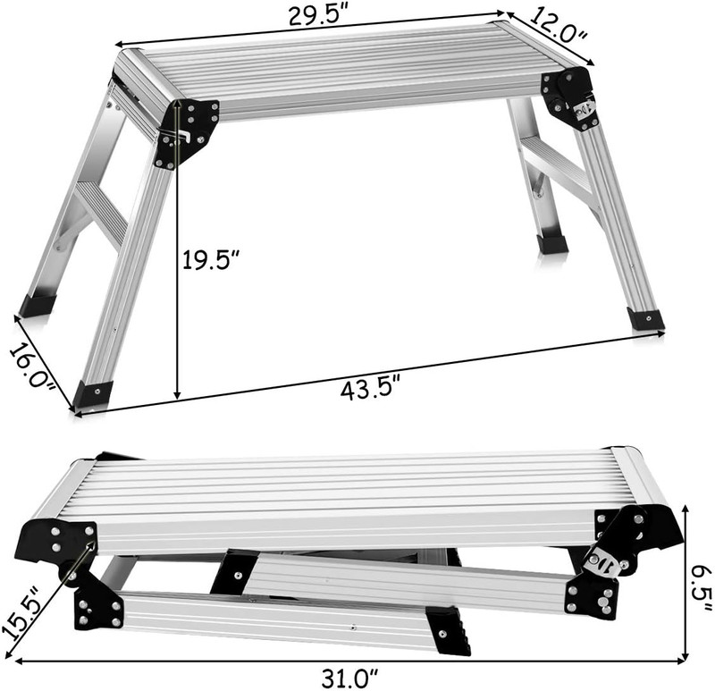 Giantex Work Platform Aluminum Step Ladder Drywall Safe CE Approved of Capacity gallery