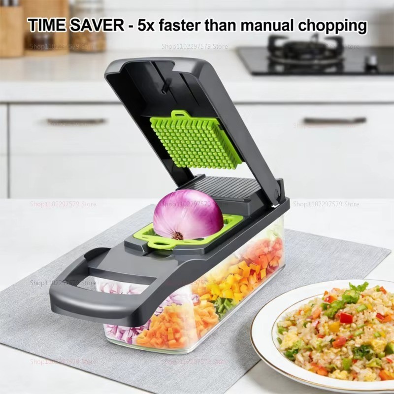 Vegetable Chopper Slicer Dicer Stainless Blades Food Cutter 30cm/12in gallery