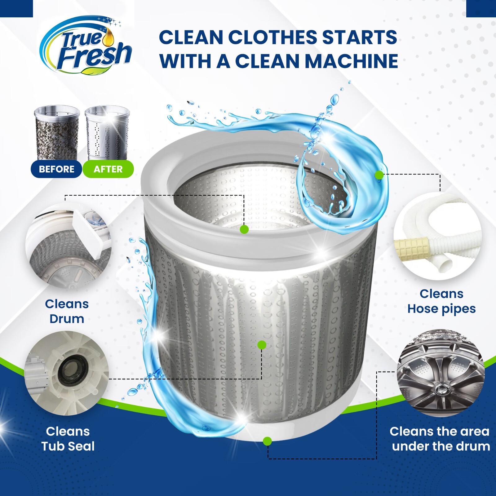True Fresh Washing Machine Cleaning Tablets - 25 Solid Deep Cleaning Tablets gallery