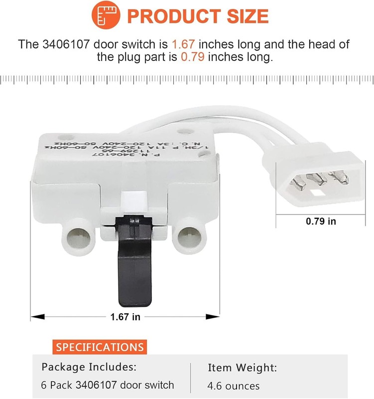 Durable 6-Pack Dryer Door Switch - High Compatibility & 365 Days gallery
