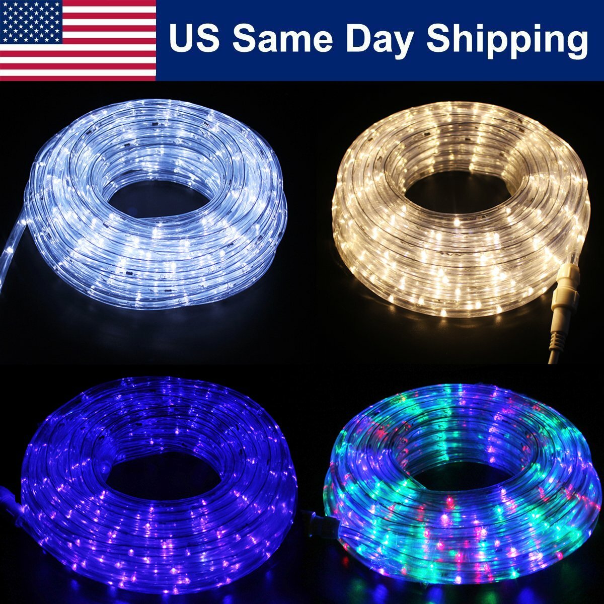 50ft LED Strip Lights Flexible Remote Rope Lights Waterproof Hanukkah Home Decor gallery