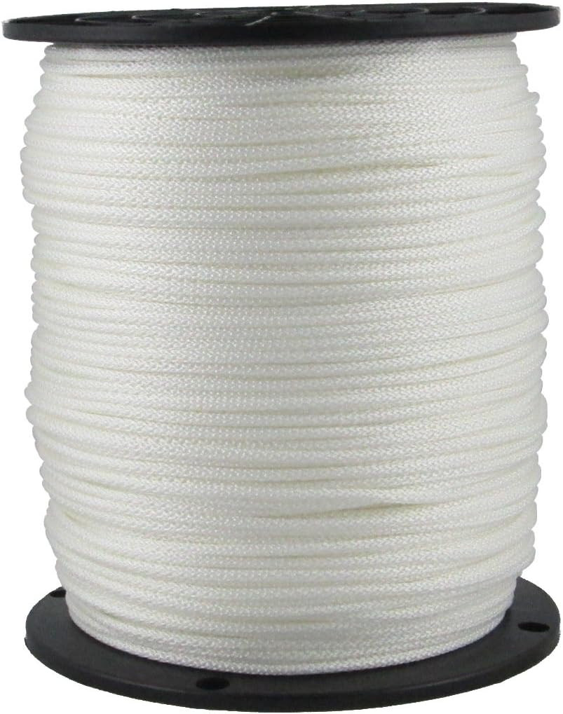1/8" White Polyester Rope, Solid Braid Dacron Utility Rope, 1000 Ft Spool, Low S gallery