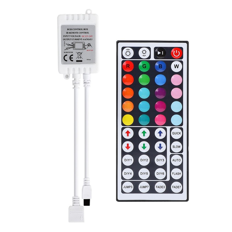RGB LED Controller 44 Keys IR Remote Control for 12V/24V LED Strip Light 4 Pin gallery