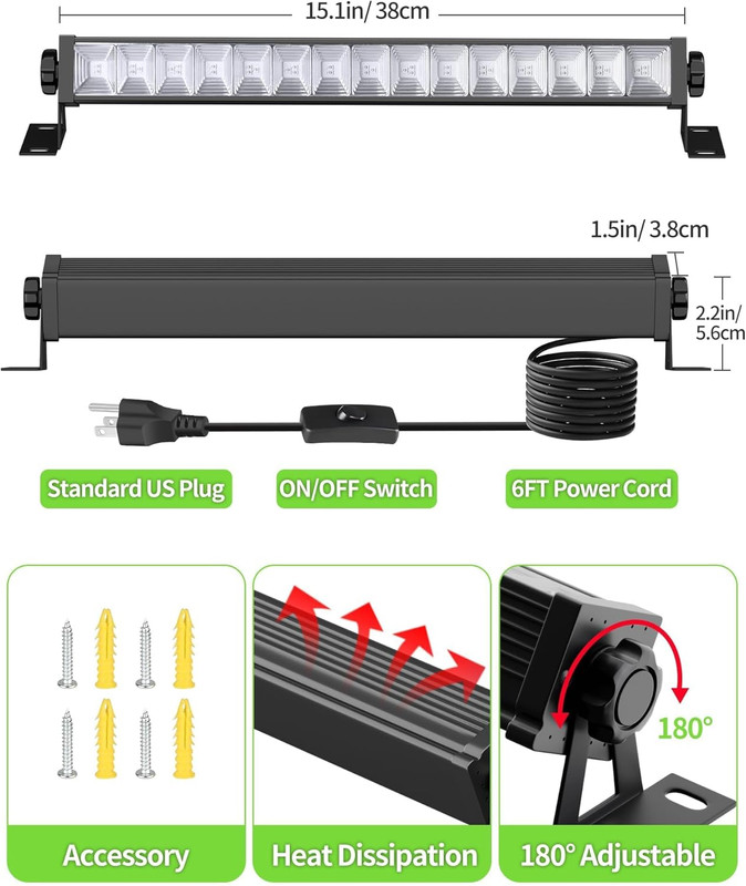 42W LED Black Light Bar, Blacklight Bar with 6Ft Cord+Plug+Switch, Black Lights gallery