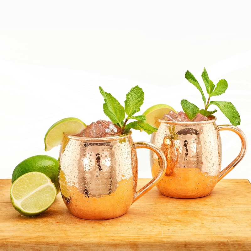 New_Hammered Solid Copper Moscow Mule Mug, 16 Oz., Set of 2_Copper_SZ_16 gallery