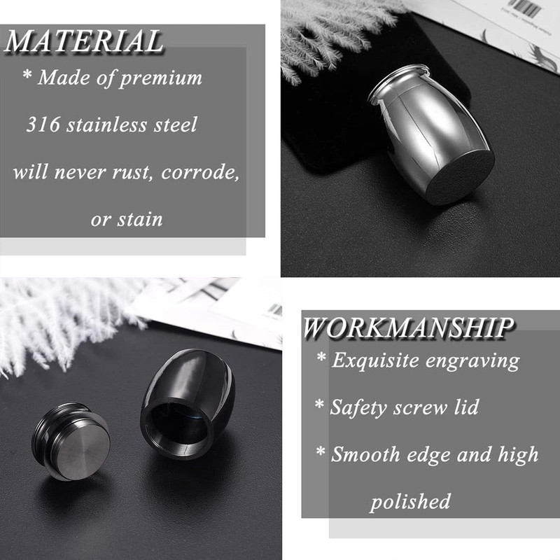 Small Cremation Keepsake Urns for Human Ashes Black/Silver/Sky Blue/Rose Gold gallery