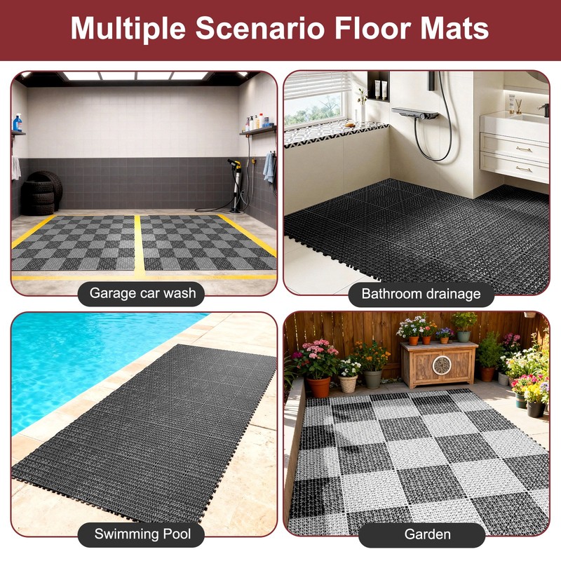 NAIZEA Interlocking Tile Drainage Tiles 12"x12" Splicing Floor Tiles 24/36/50PCS gallery