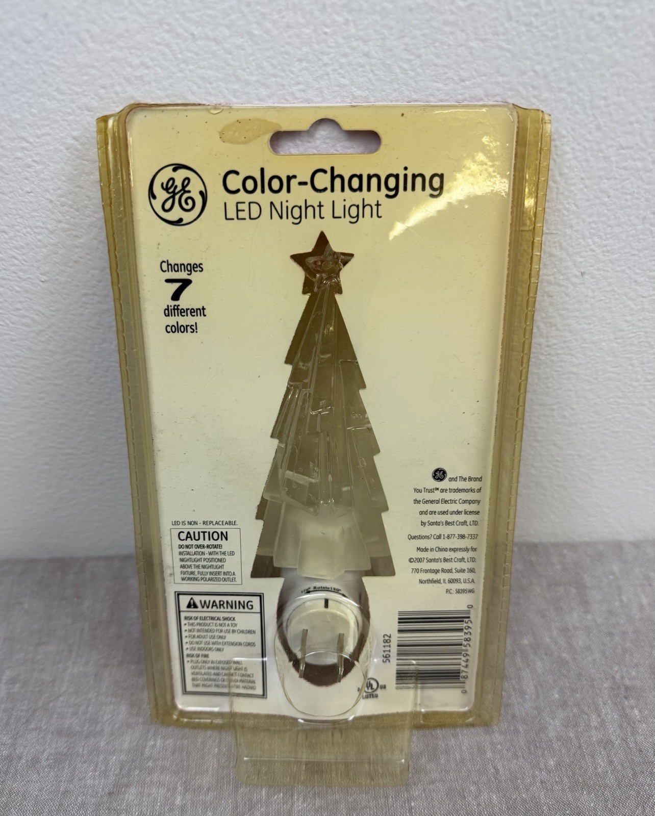 Vtg 7-Color Changing Christmas Tree LED Night Light Wall Swivel Plug-In 6" NOS gallery