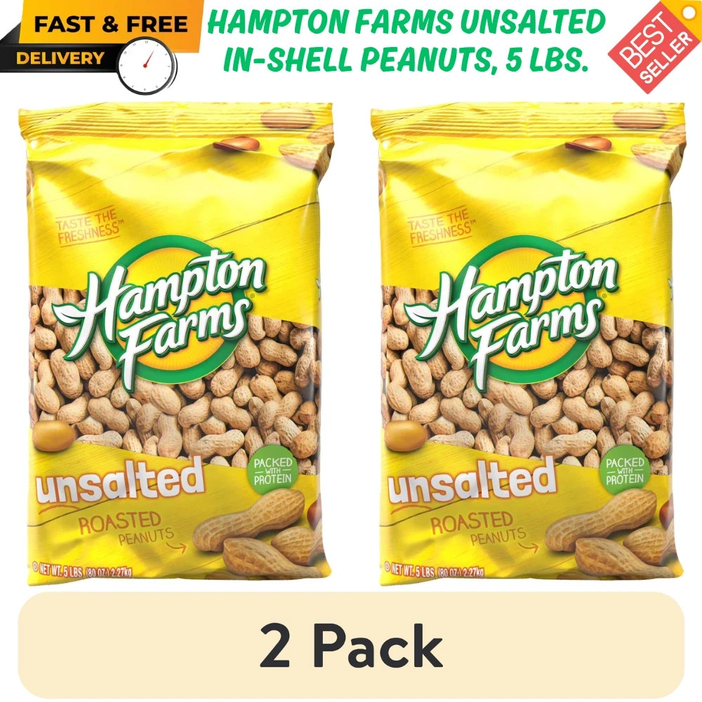 Hampton Farms Unsalted Roasted In-Shell Peanuts, 5 lbs. 2 PACK USA Grown, BEST gallery