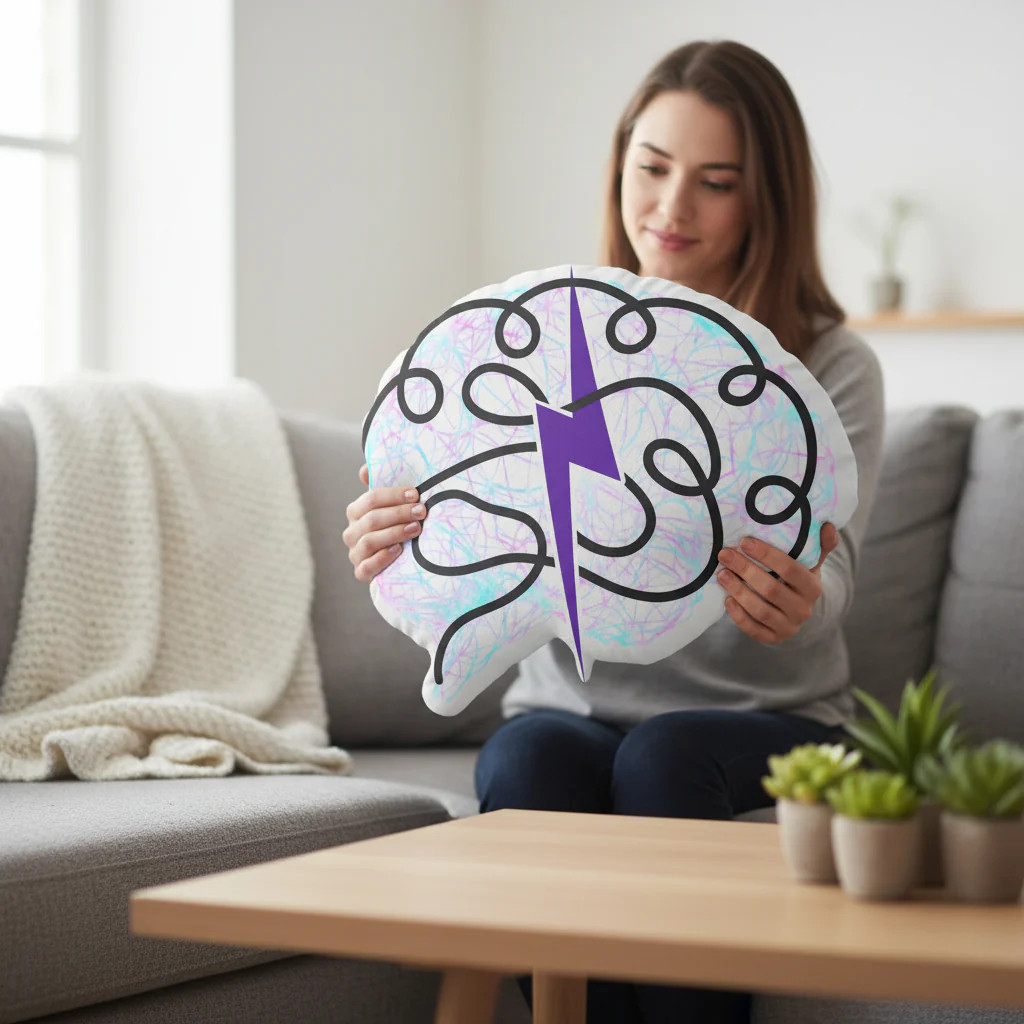 Brain Silhouette Pillow Built Different Still Strong Neuro Awareness Decor gallery