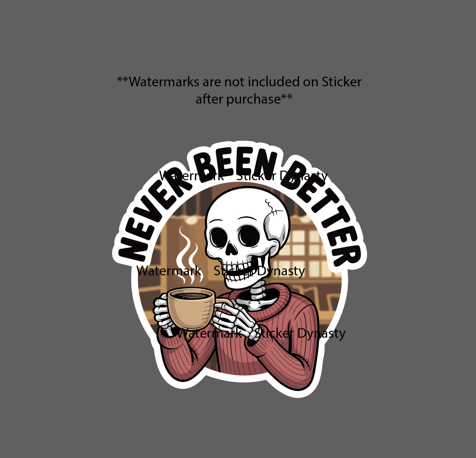 Coffee Skeleton Sticker Quote Funny Life Bones Waterproof Decal Gift NEW gallery
