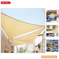 20' Beige Triangle Sun Shade Sail - 190 GSM UV-Blocking Canopy for Outdoors gallery